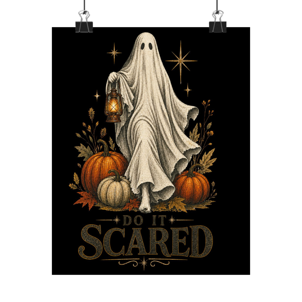 Halloween Ghost Poster — "Do It Scared" Vintage Pumpkin Art