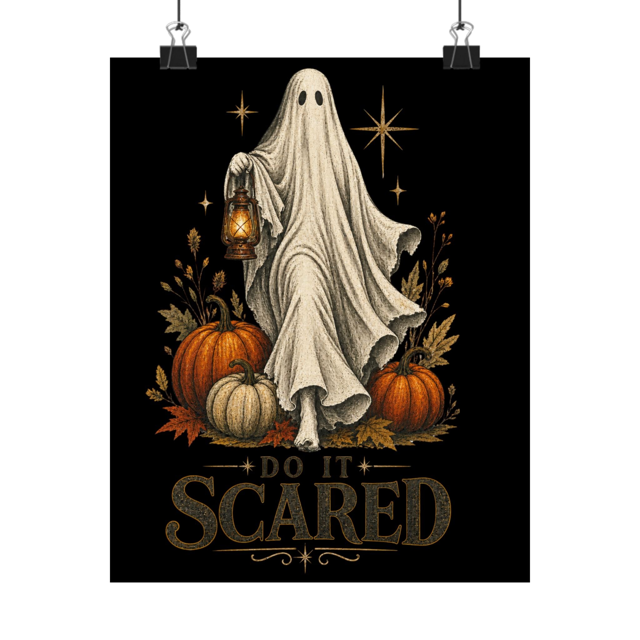 Halloween Ghost Poster — "Do It Scared" Vintage Pumpkin Art
