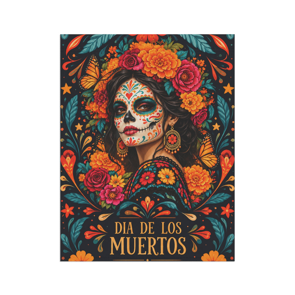 Dia de Los Muertos Garden Flag – Sugar Skull Woman Floral House Banner