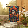 Dia de Los Muertos Garden Flag – Sugar Skull Woman Floral House Banner