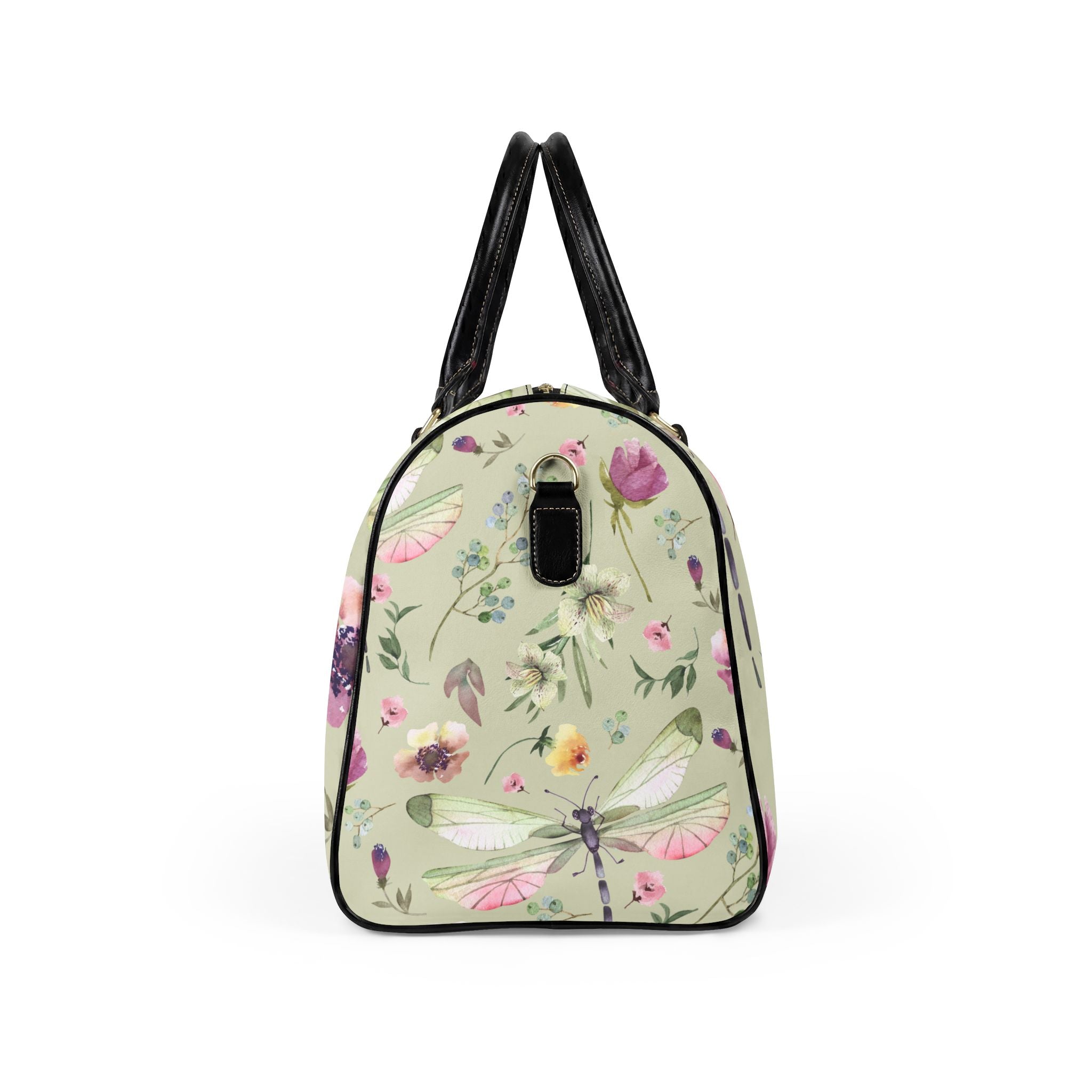 Floral Faux Leather Travel Bag — Watercolor Flower Weekender