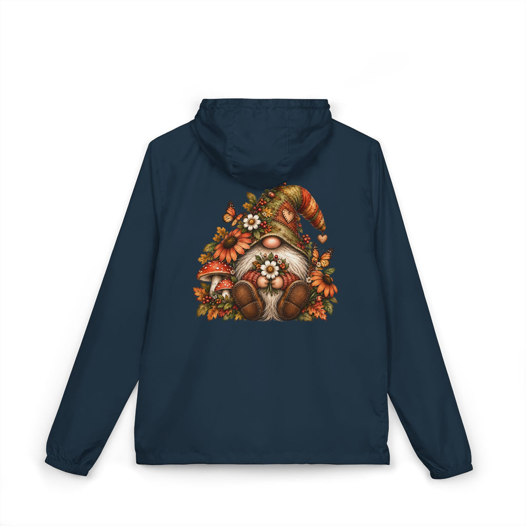 Autumn Gnome Windbreaker Jacket – Women’s Lightweight Woodland Rain Jacket with Flowers & Butterflies