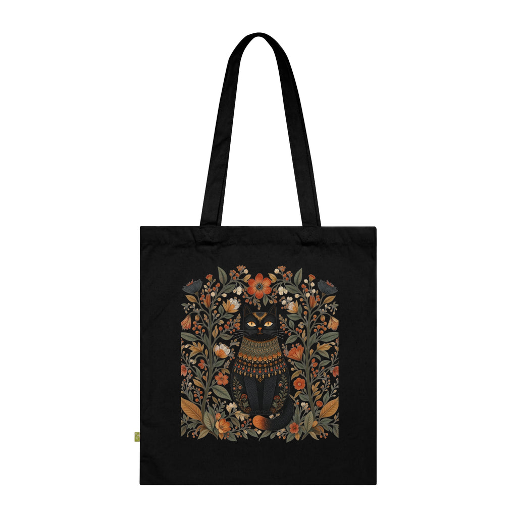 Organic Cotton Tote Bag with Vintage Floral Skull Design
