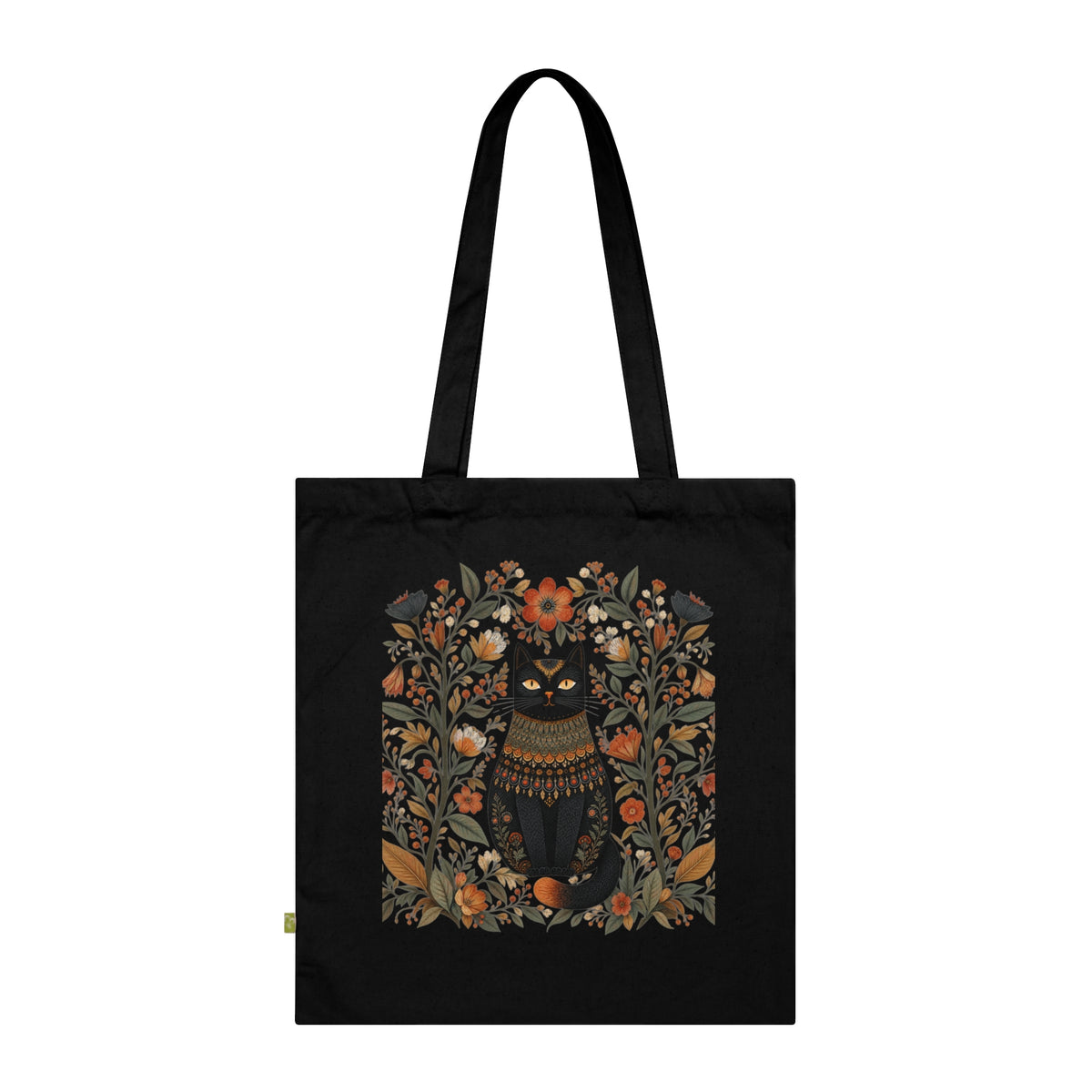 Organic Cotton Tote Bag with Vintage Floral Skull Design