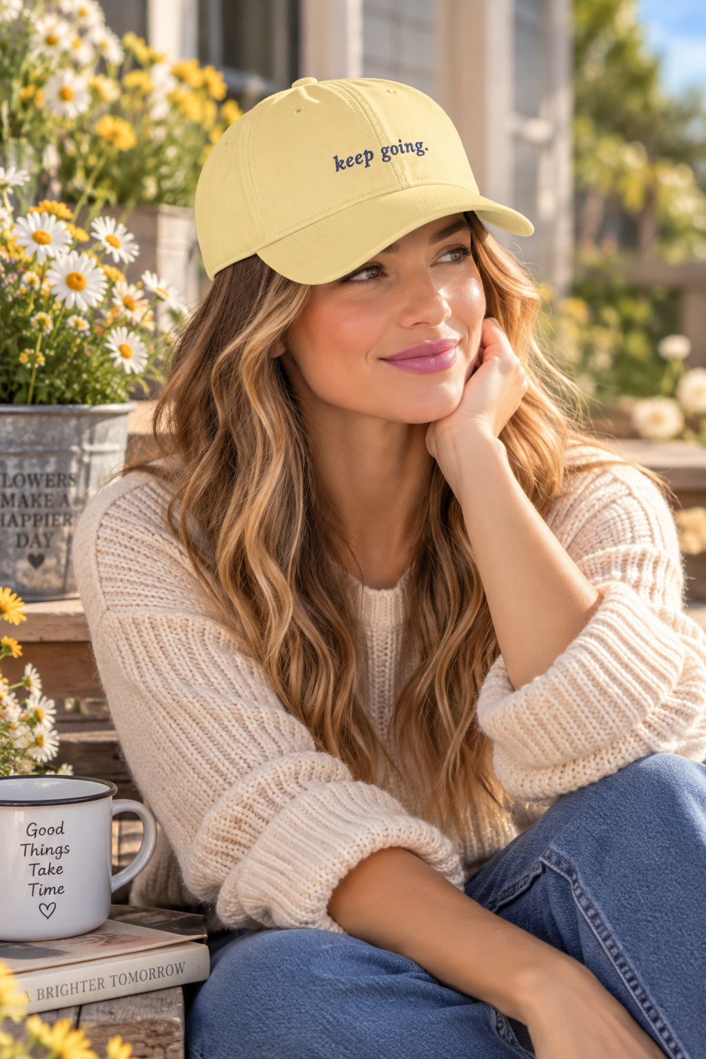 Keep Going Embroidered Dad Hat | Positive Encouragement Nature-Inspired Cap