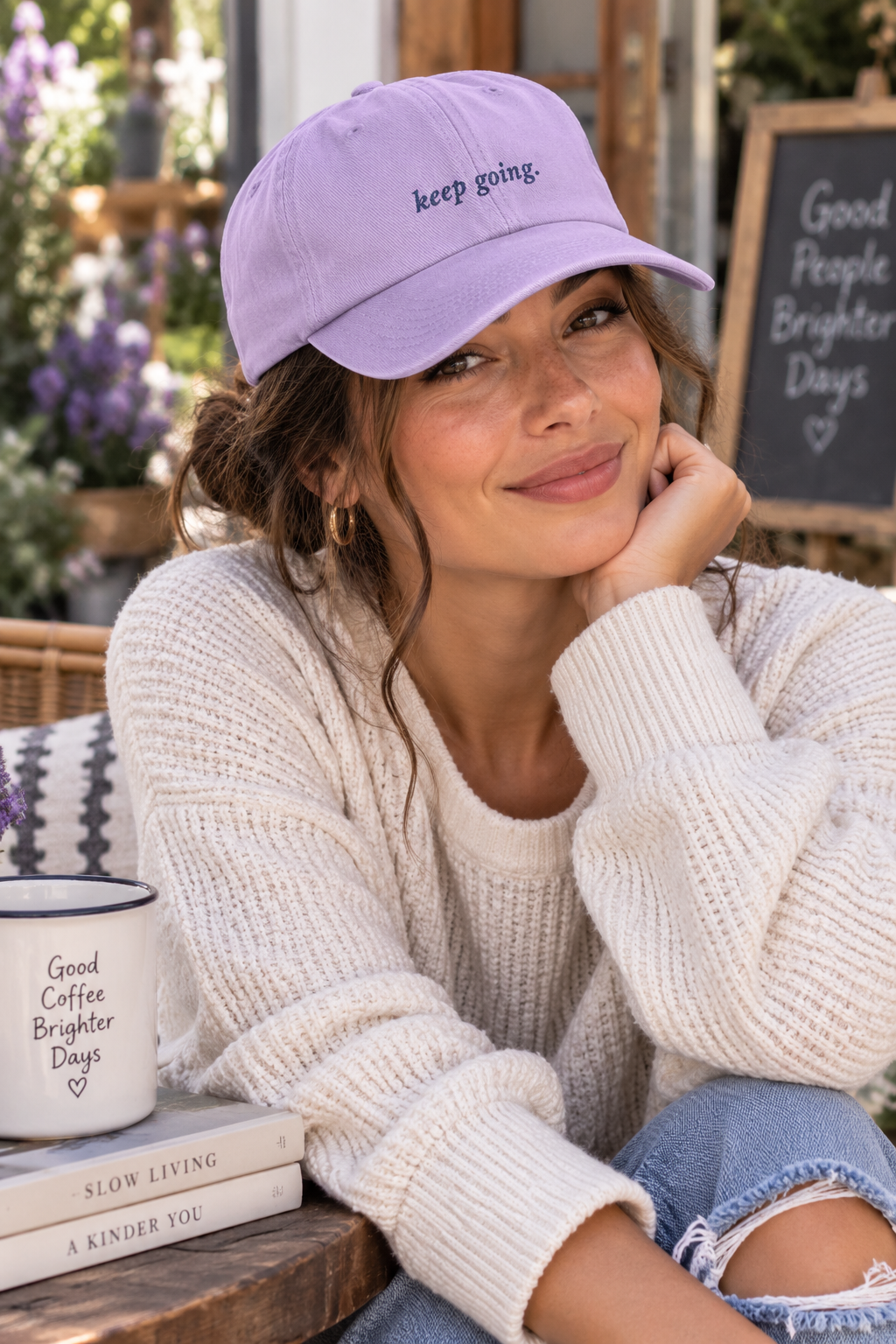 Keep Going Embroidered Dad Hat | Positive Encouragement Nature-Inspired Cap