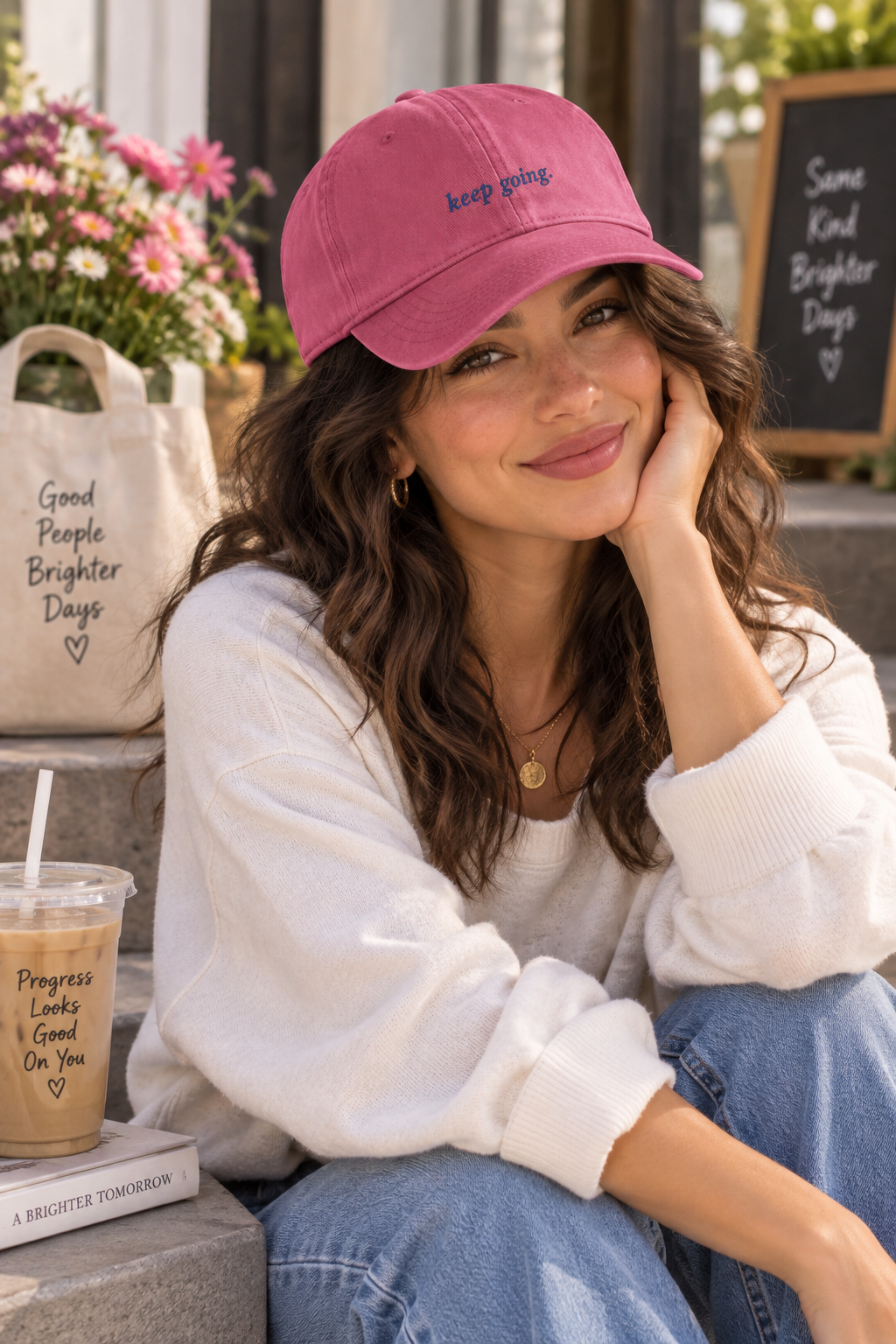 Keep Going Embroidered Dad Hat | Positive Encouragement Nature-Inspired Cap