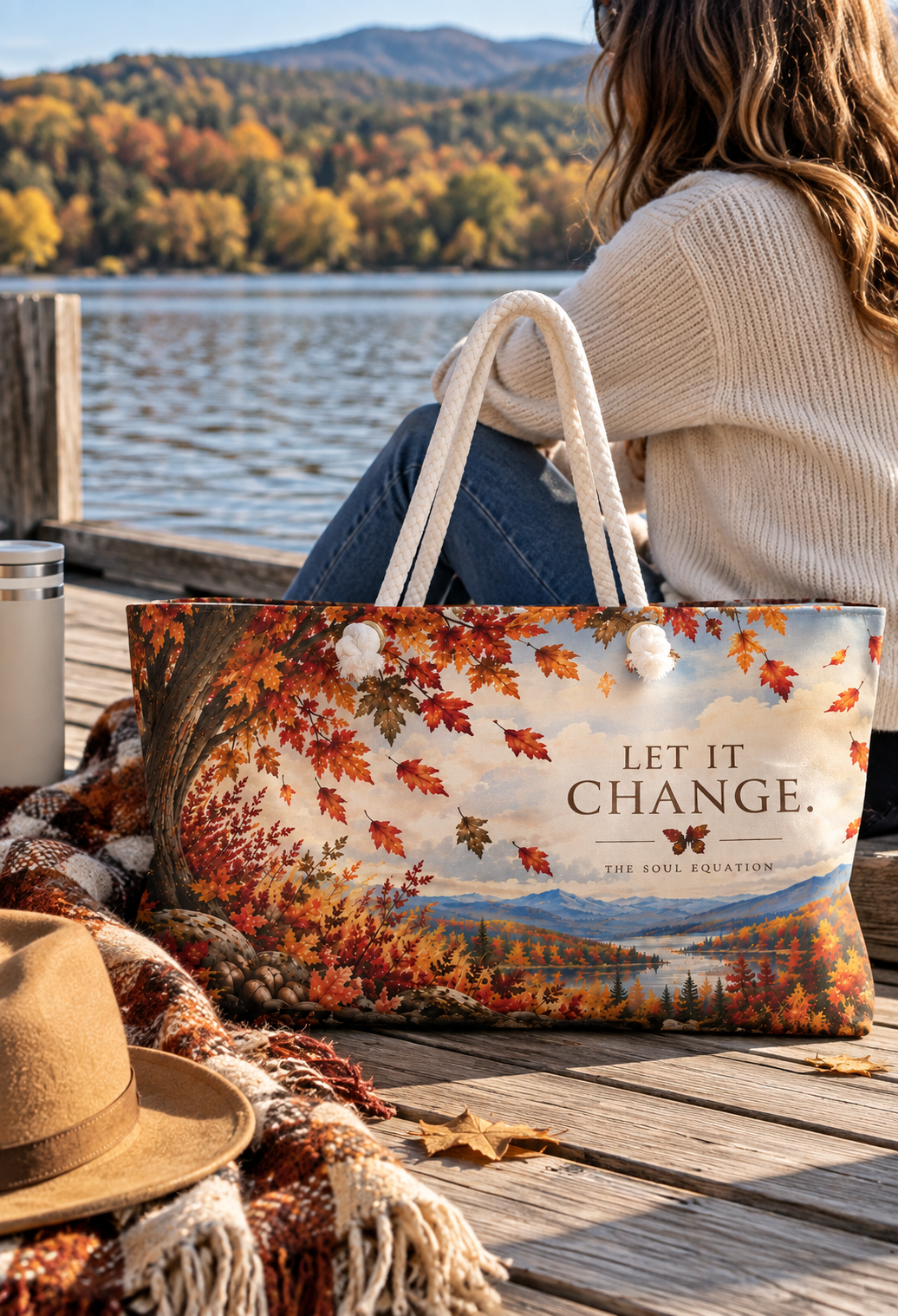 Autumn Leaves Let It Change Weekender Bag | Fall Landscape Tote