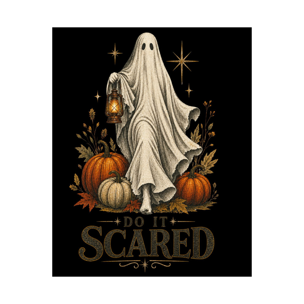 Halloween Ghost Poster — "Do It Scared" Vintage Pumpkin Art