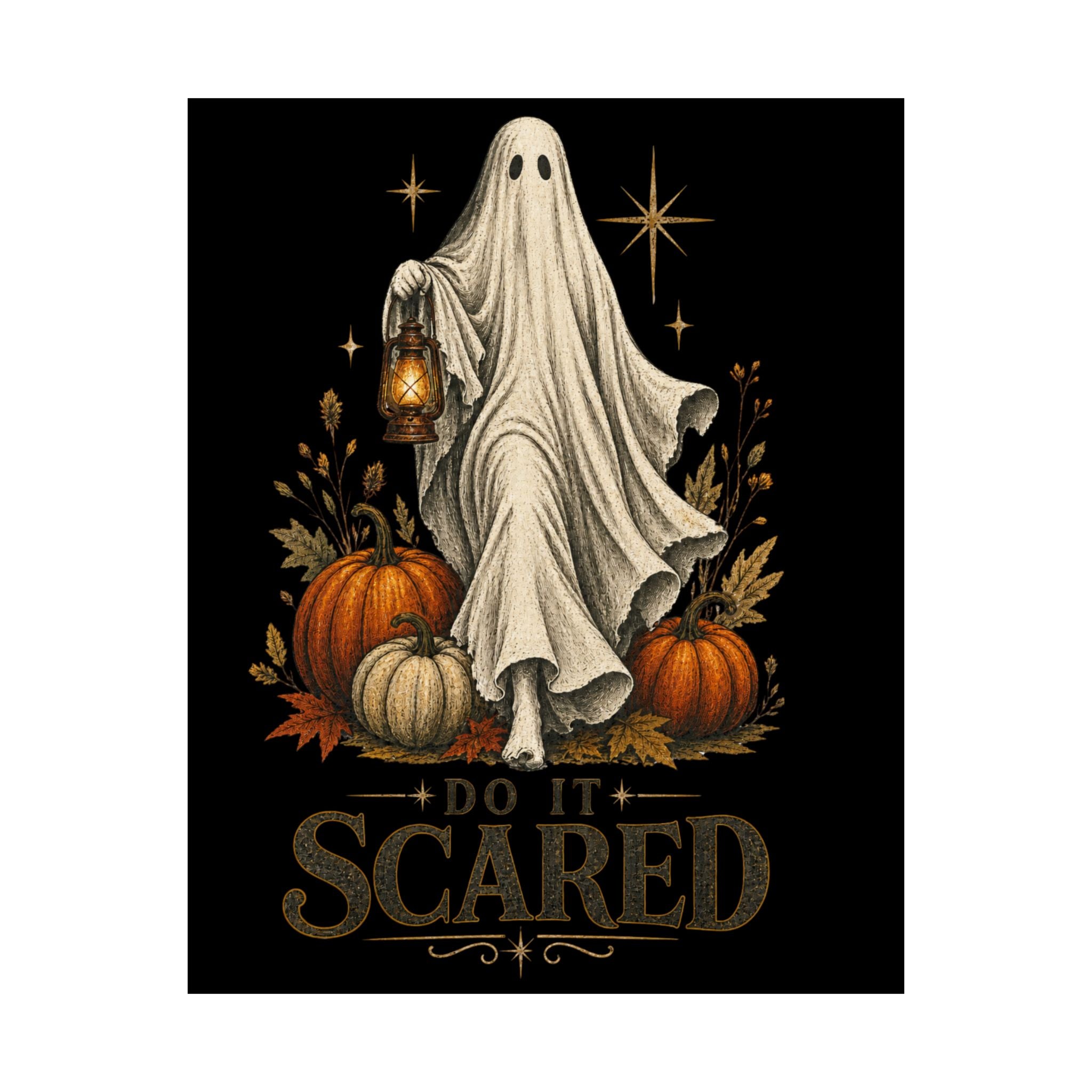 Halloween Ghost Poster — "Do It Scared" Vintage Pumpkin Art
