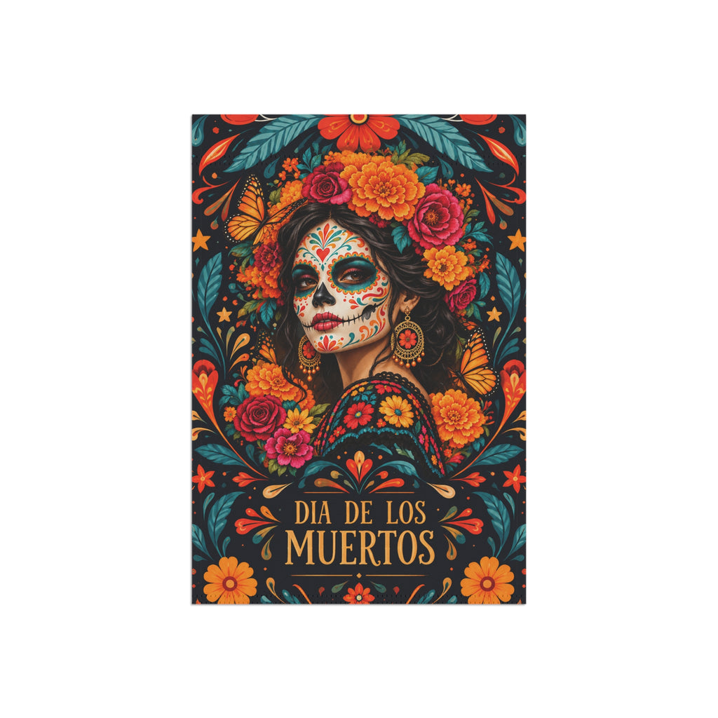 Dia de Los Muertos Garden Flag – Sugar Skull Woman Floral House Banner