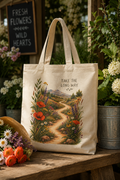 Take the Long Way Wildflower Cotton Canvas Tote Bag