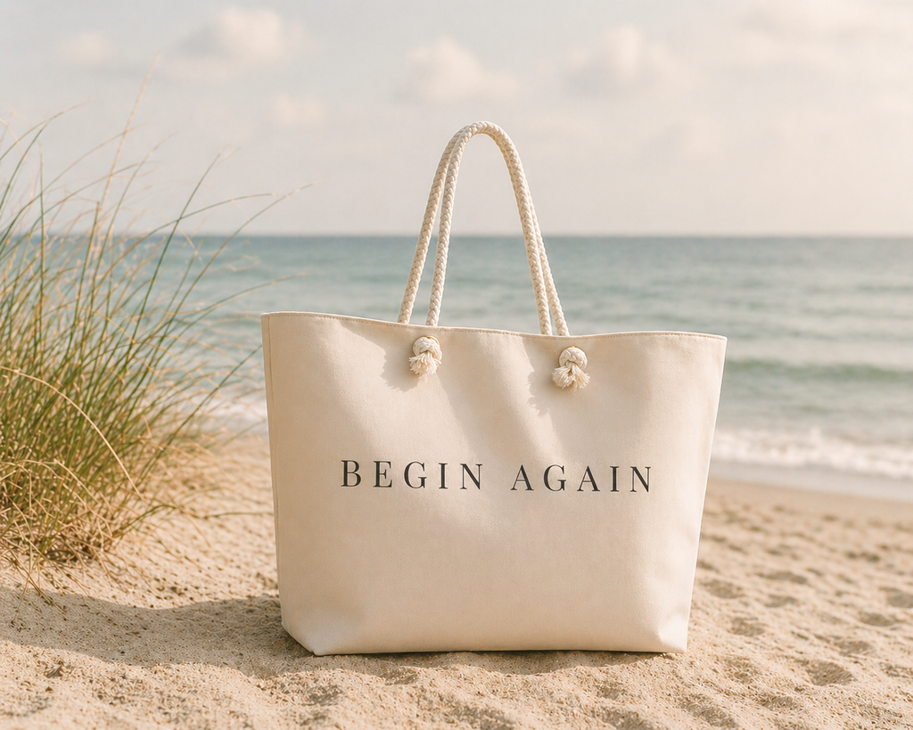 Begin Again Tote Bag – Minimalist Canvas Weekender