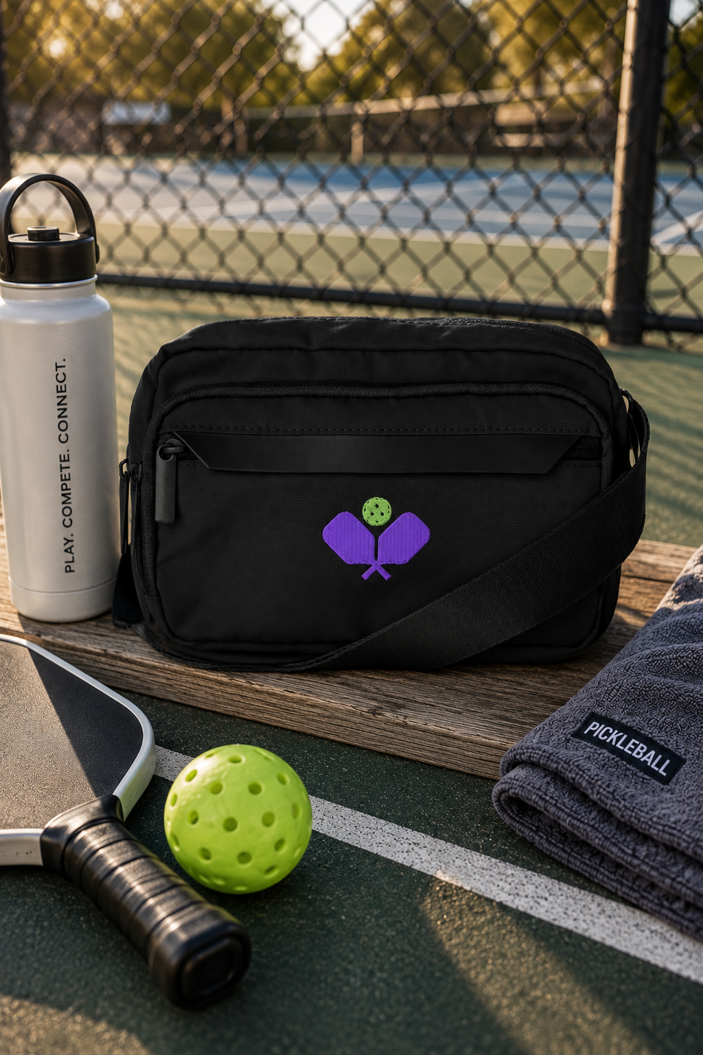 Pickleball Recycled Crossbody Bag | Minimalist Everyday Travel Bag