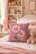Floral Faux Suede Decorative Pillow