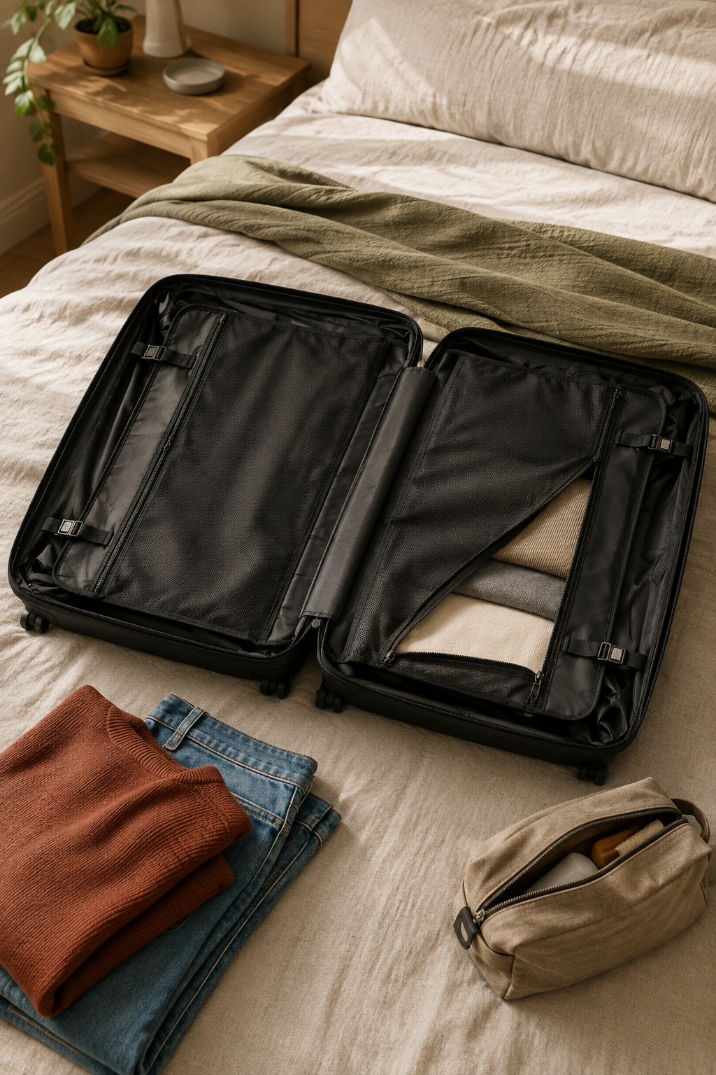 Mushroom Meadow Suitcase – Botanical Travel Luggage with Whimsical Fungi Print