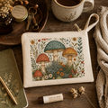 Mushroom Garden Zipper Pouch — Floral Woodland Accessory Pouch