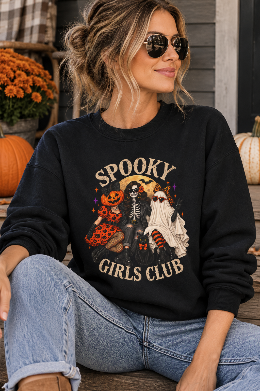 Spooky Girls Club Sweatshirt — Halloween Crewneck for Women