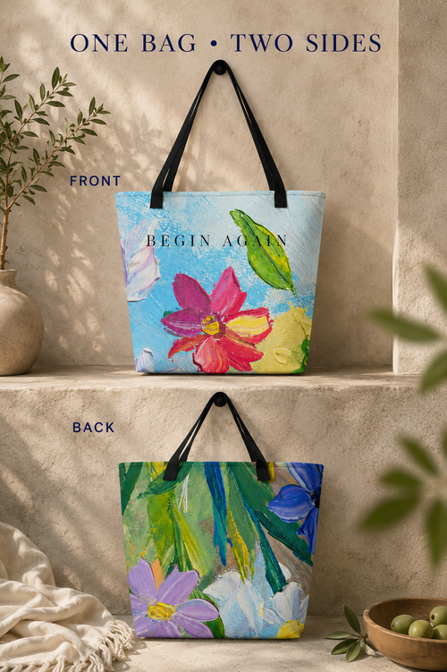 Begin Again Floral Art Tote Bag