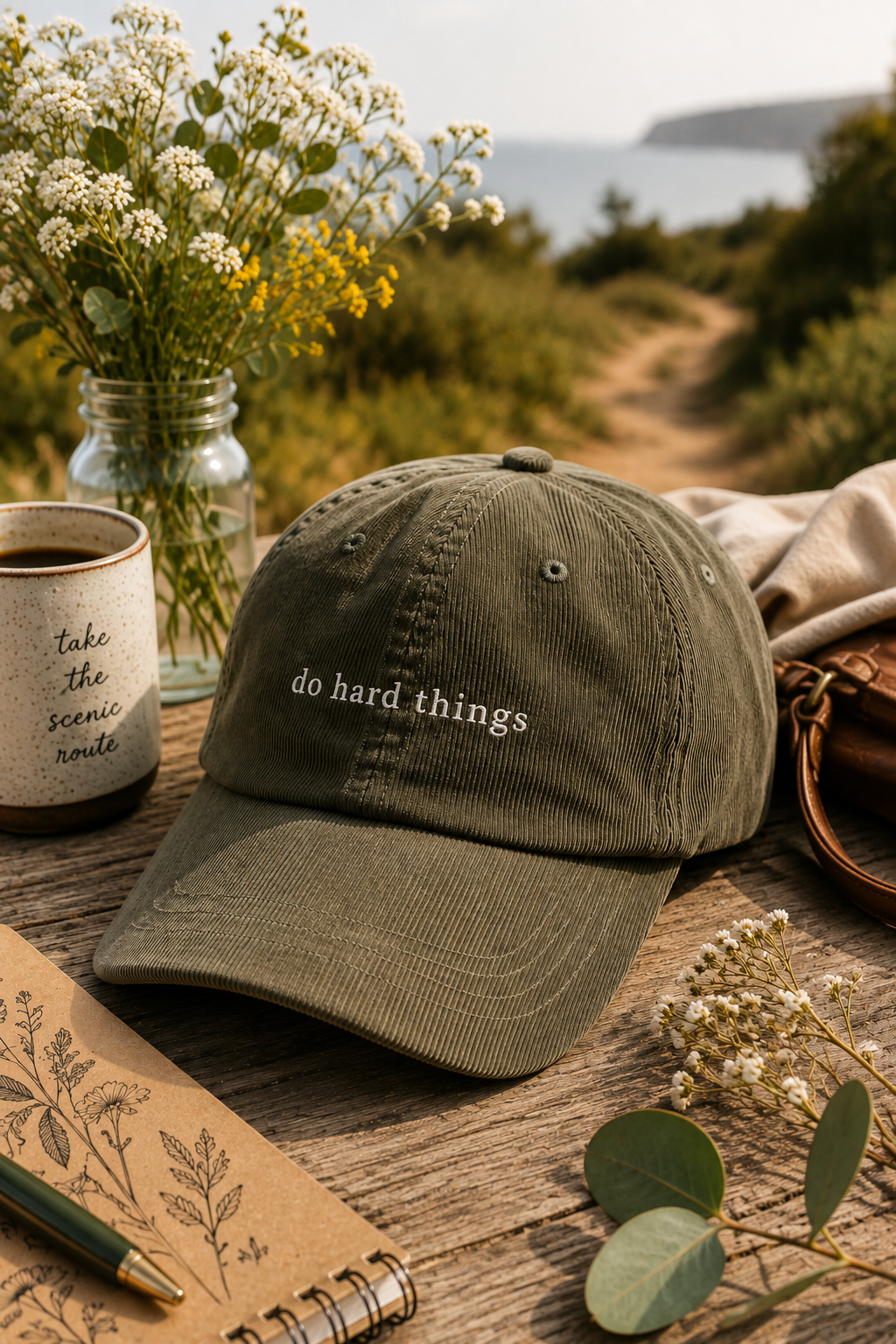 do hard things. Embroidered Corduroy Hat