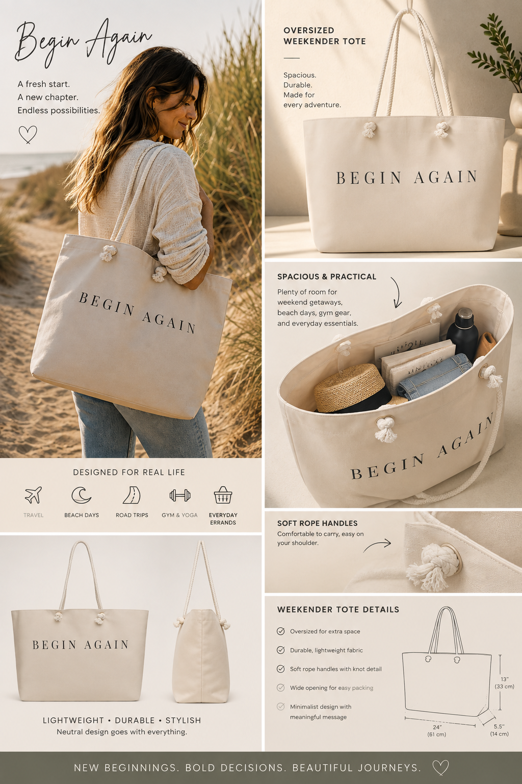 Begin Again Weekender Tote