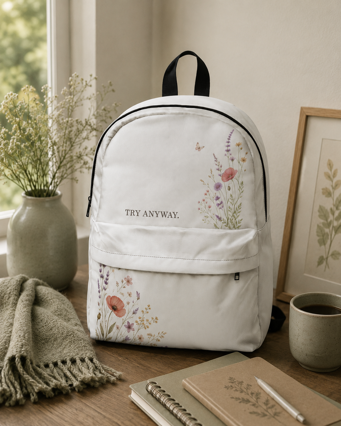Try Anyway Wildflower Backpack – Waterproof Botanical Everyday Backpack
