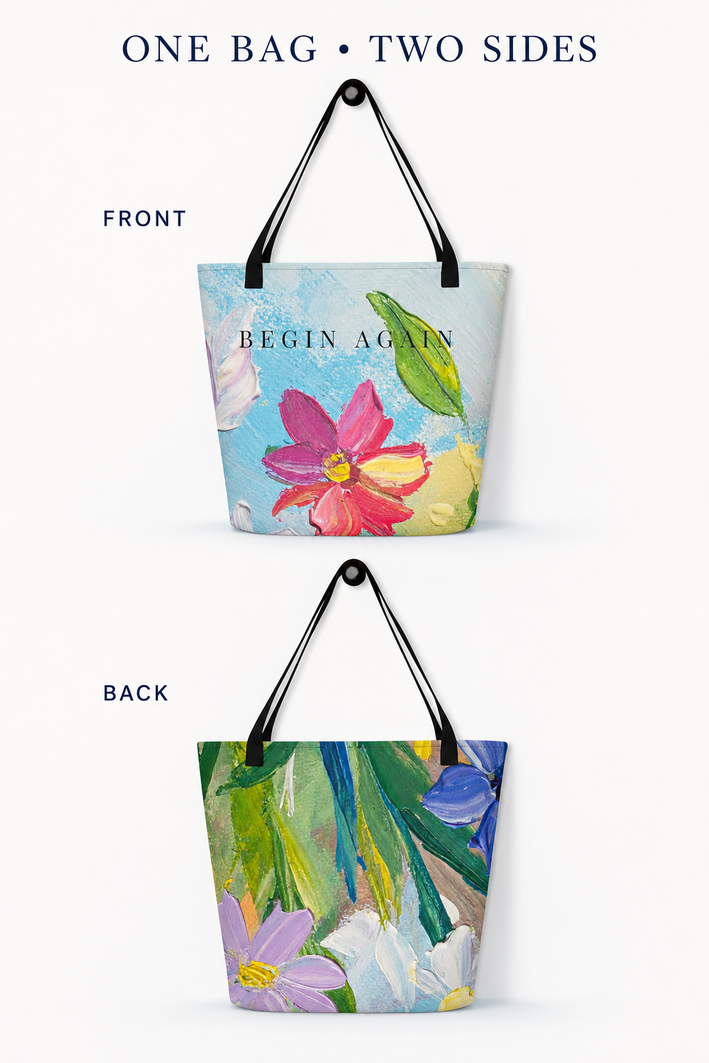 Begin Again Floral Art Tote Bag
