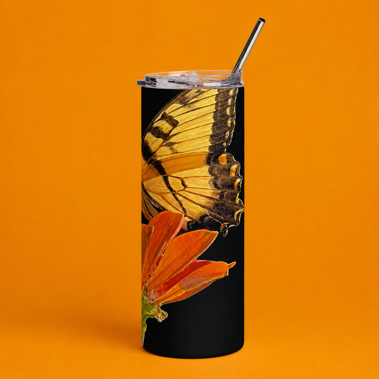 Butterfly & Wildflower Stainless Steel Tumbler – 20 oz Insulated Travel Cup