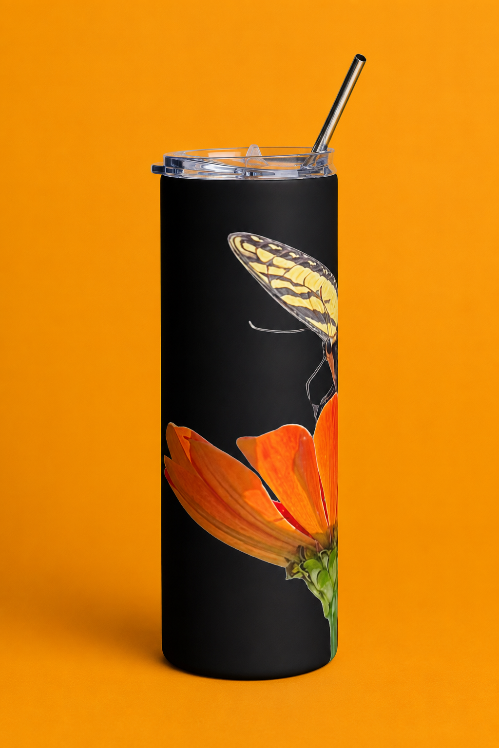 Butterfly & Wildflower Stainless Steel Tumbler – 20 oz Insulated Travel Cup