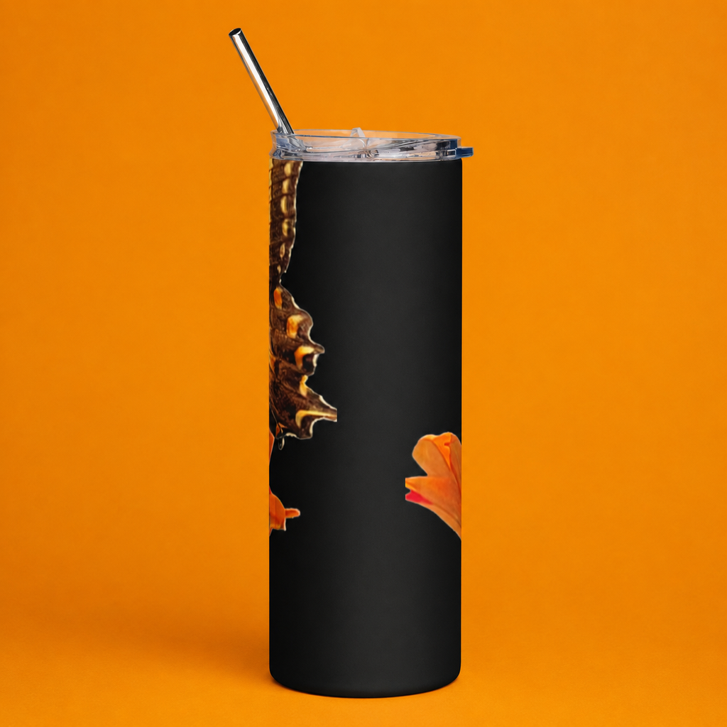 Butterfly & Wildflower Stainless Steel Tumbler – 20 oz Insulated Travel Cup