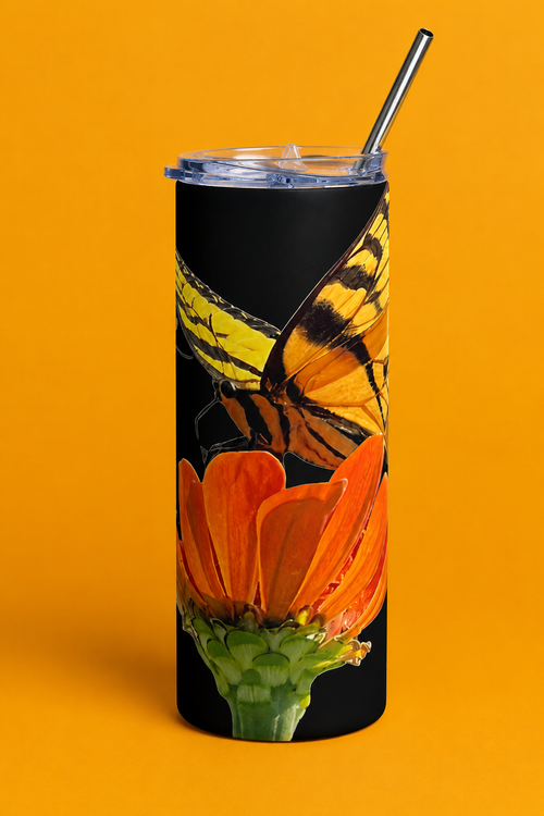 Butterfly & Wildflower Stainless Steel Tumbler – 20 oz Insulated Travel Cup
