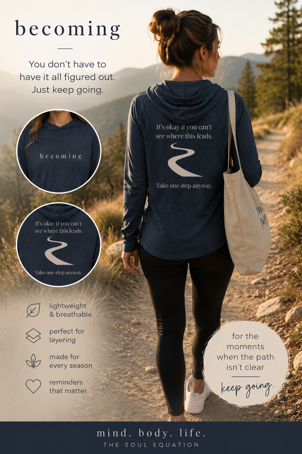 Becoming Long Sleeve Hooded Tee | The Path Collection