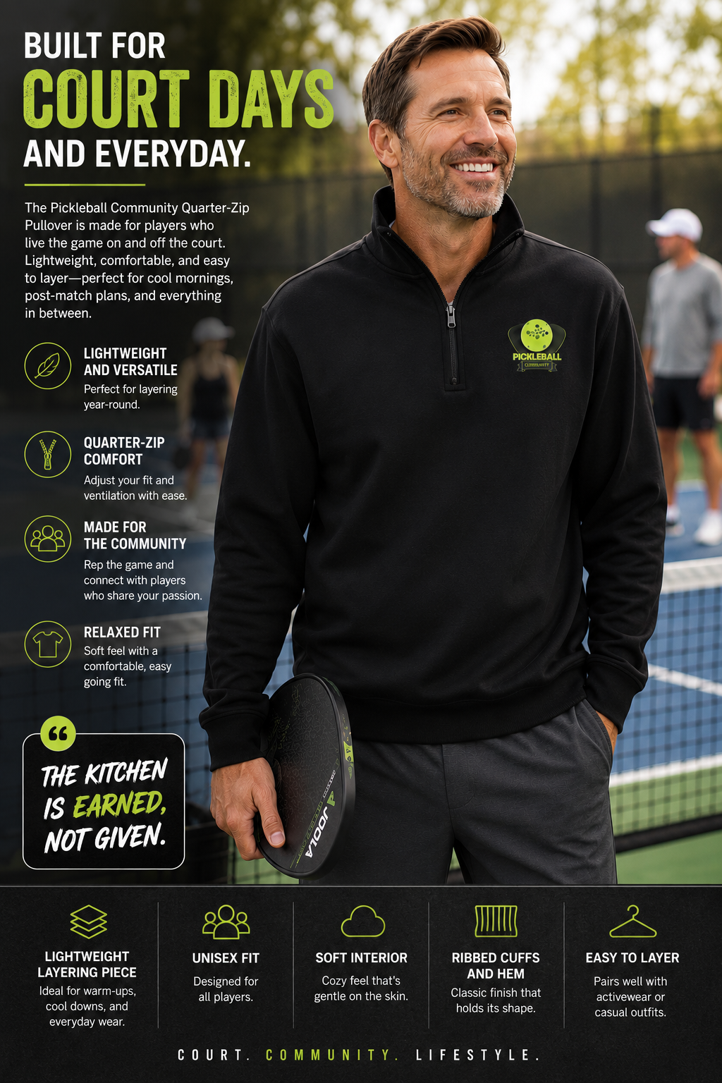 Pickleball Quarter-Zip Pullover