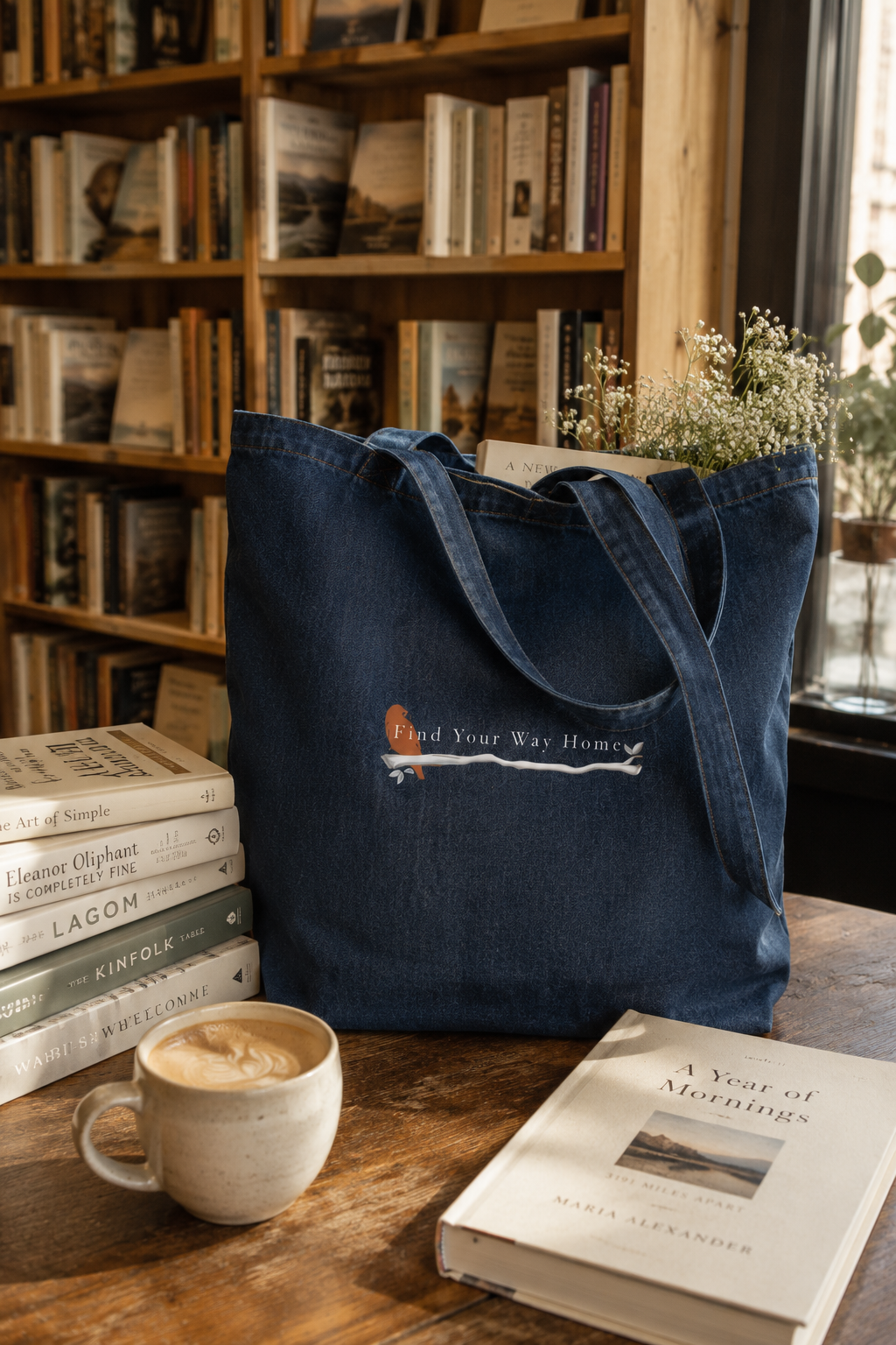 Find Your Way Home Denim Tote Bag | Everyday Carryall