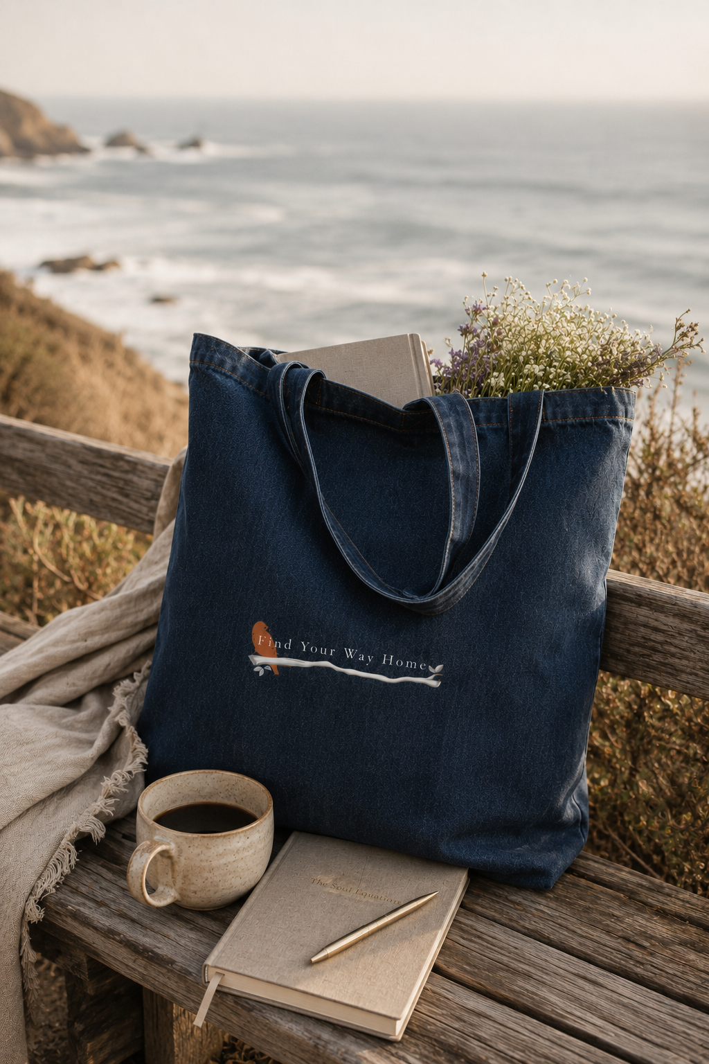 Find Your Way Home Denim Tote Bag | Everyday Carryall