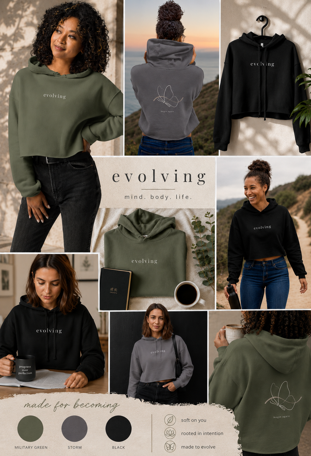 Evolving Crop Hoodie | Begin Again Collection