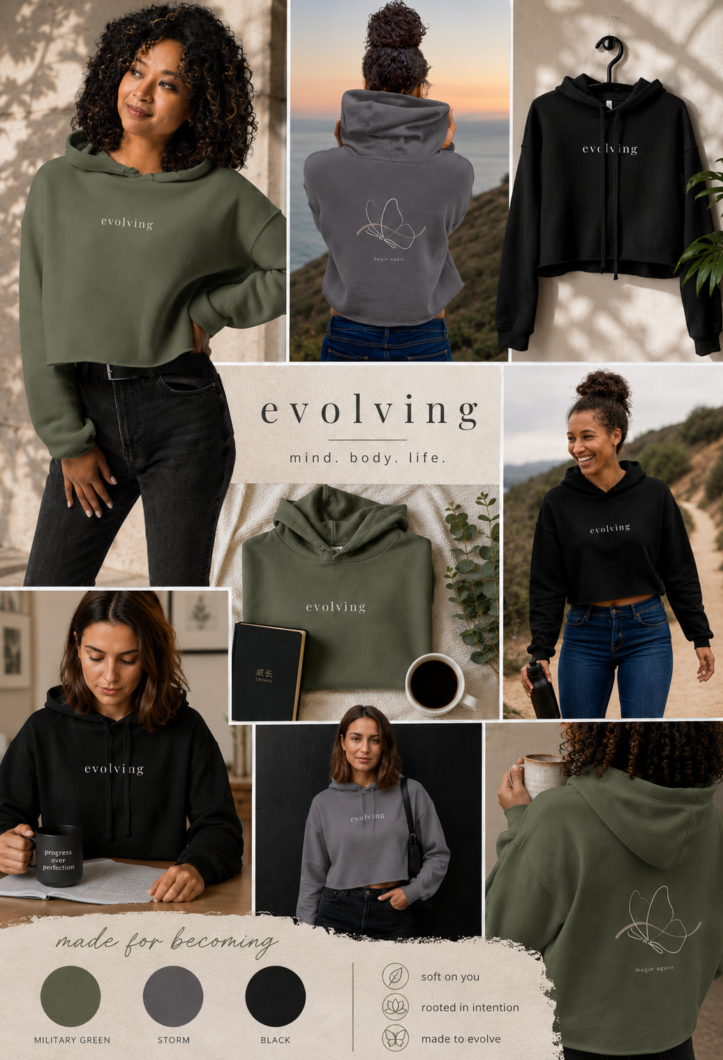 Evolving Crop Hoodie | Begin Again Collection