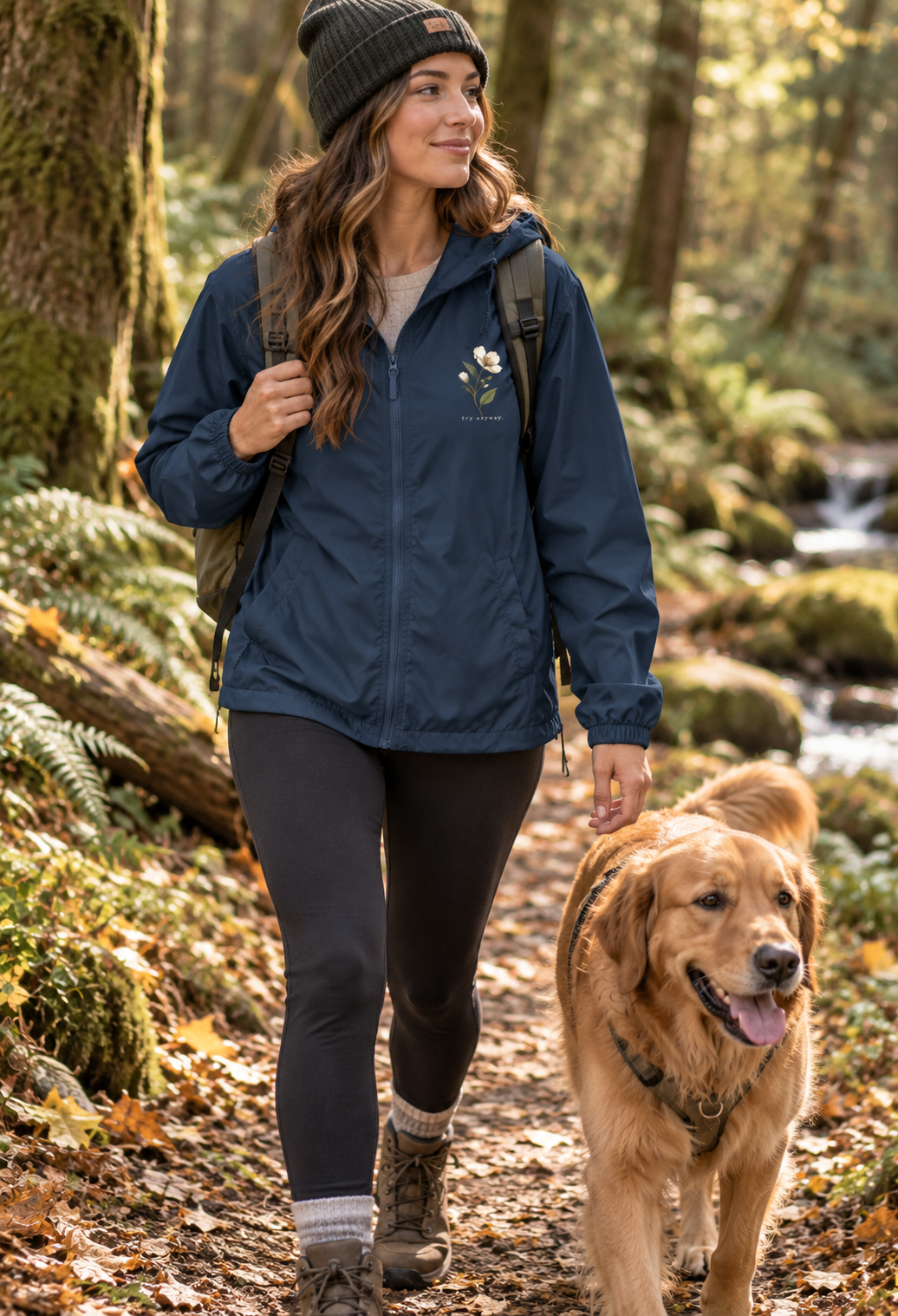 Embroidered Wildflower Windbreaker Jacket — Minimal White Camo Hooded Shell
