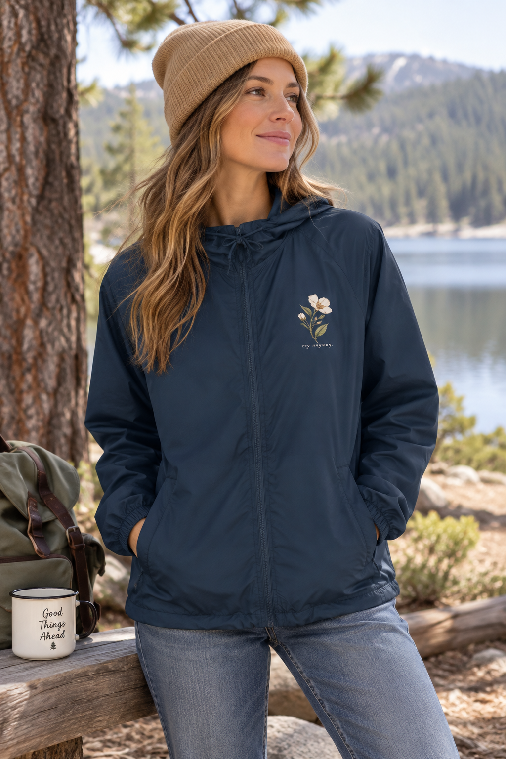 Embroidered Wildflower Windbreaker Jacket