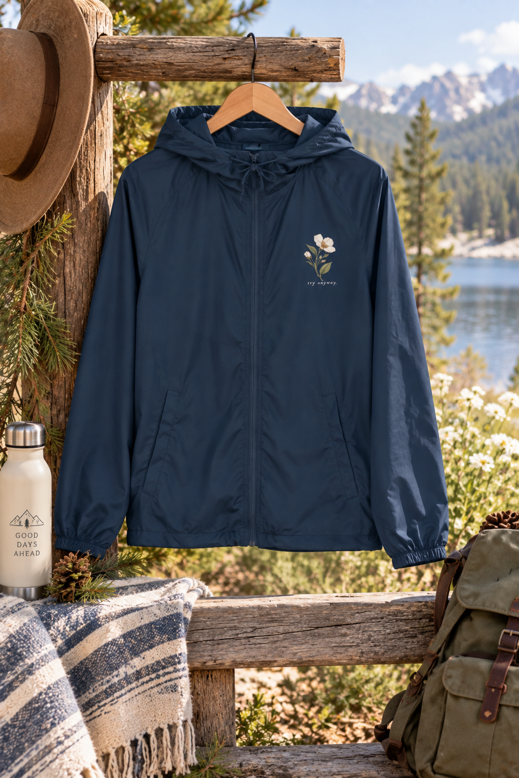 Embroidered Wildflower Windbreaker Jacket