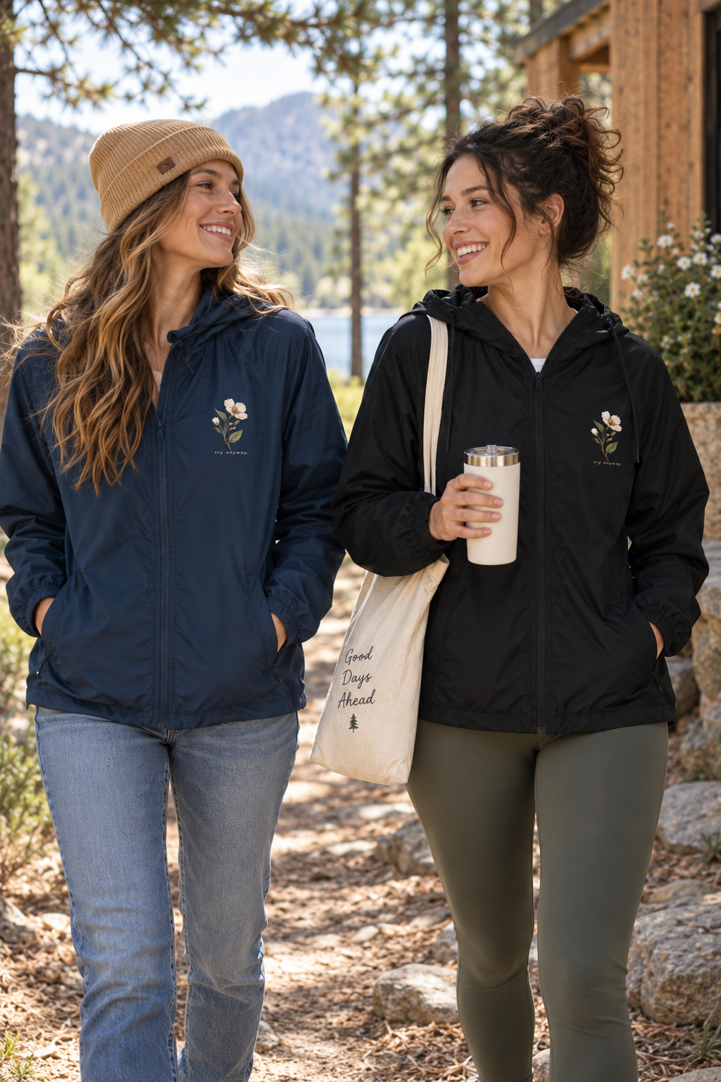 Embroidered Wildflower Windbreaker Jacket