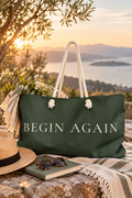 Sage Green Weekender Bag, Begin Again Overnight Travel Bag, Large Weekend Tote