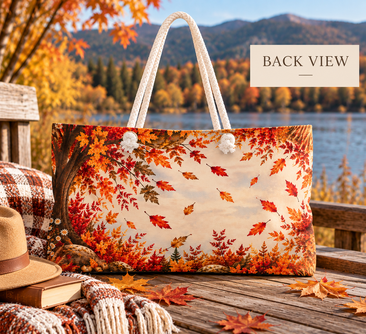 Autumn Leaves Let It Change Weekender Bag | Fall Landscape Tote