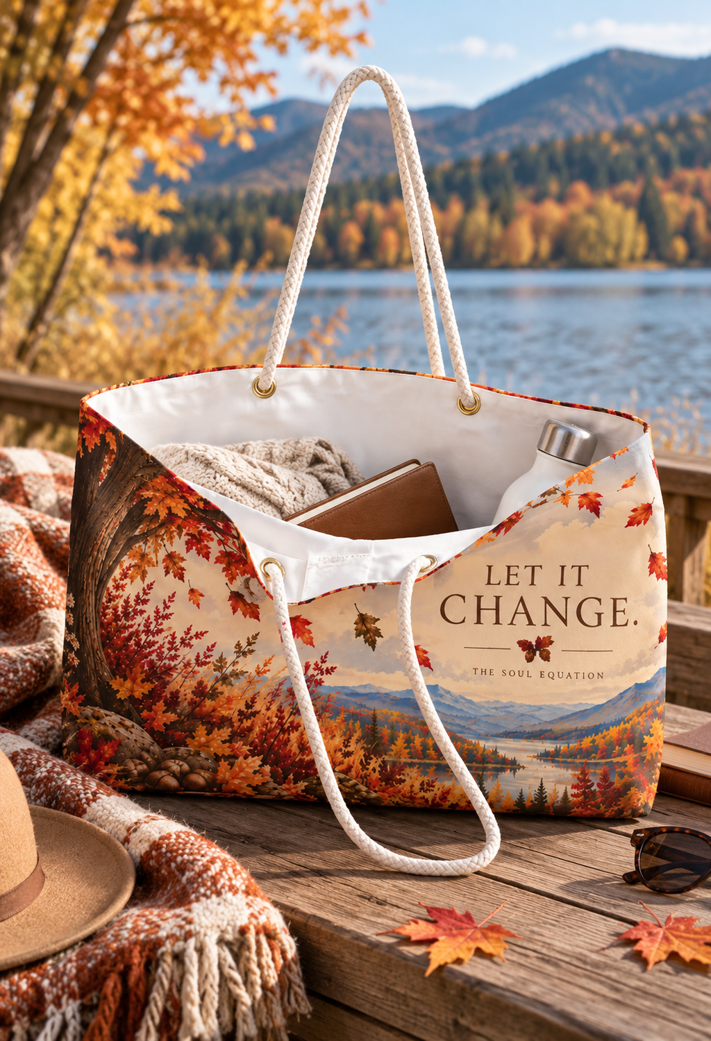 Autumn Leaves Let It Change Weekender Bag | Fall Landscape Tote
