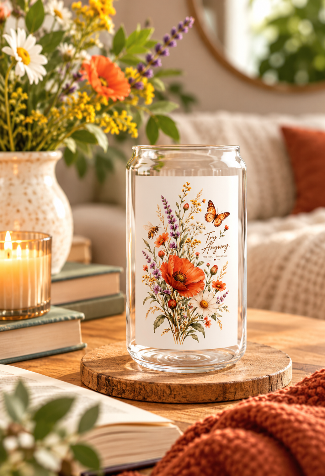 Wildflower Bouquet Sipper Glass | 16oz