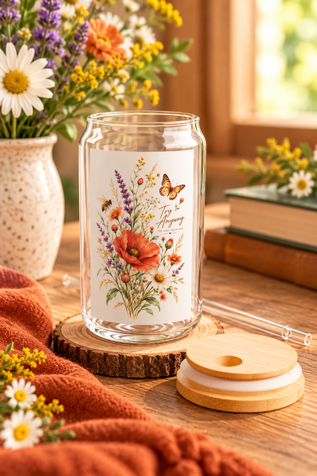 Wildflower Bouquet Sipper Glass | 16oz