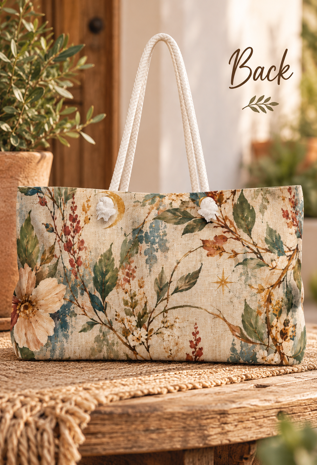 Vintage Botanical Weekender Bag – Boho Floral Travel Tote