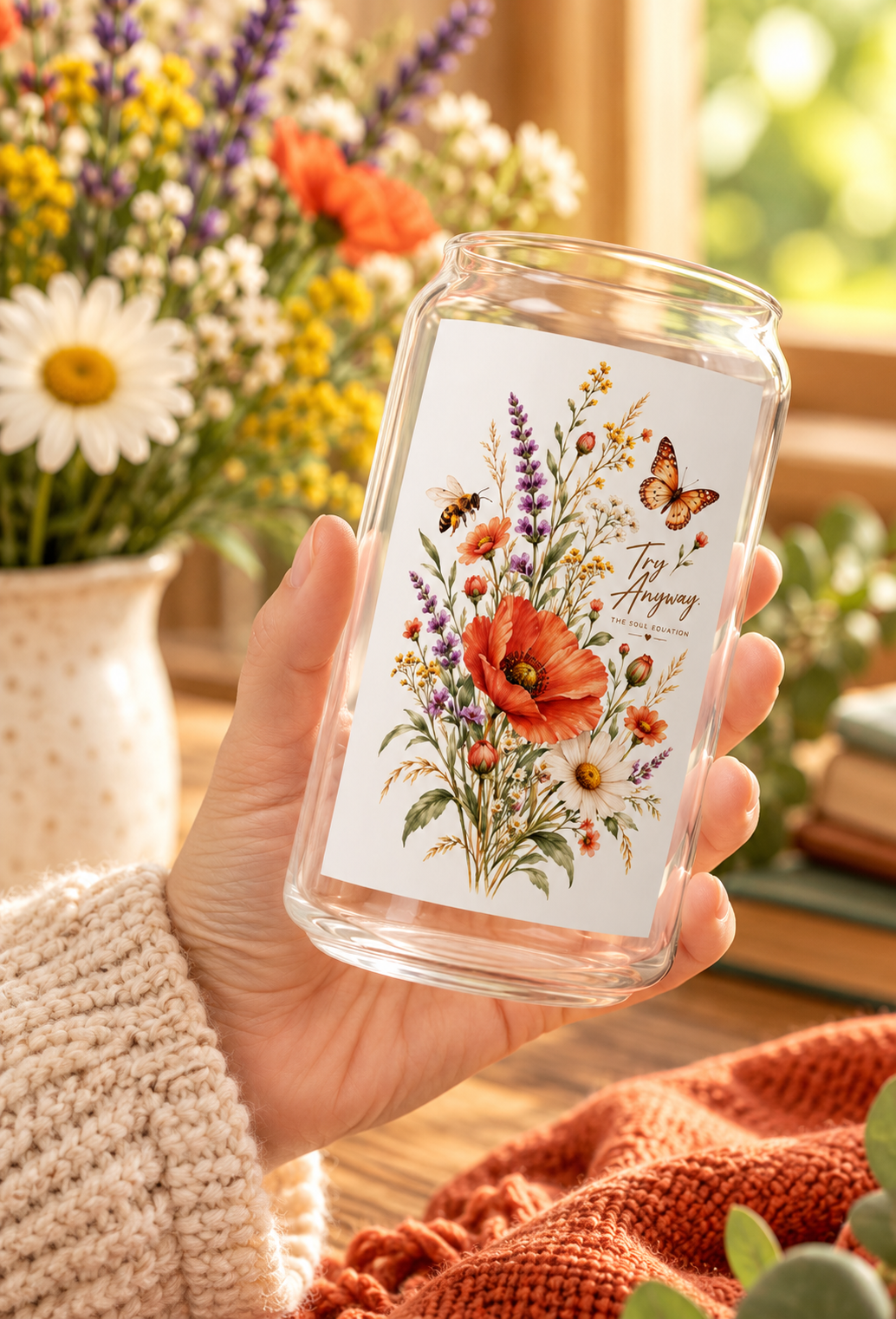 Wildflower Bouquet Sipper Glass | 16oz