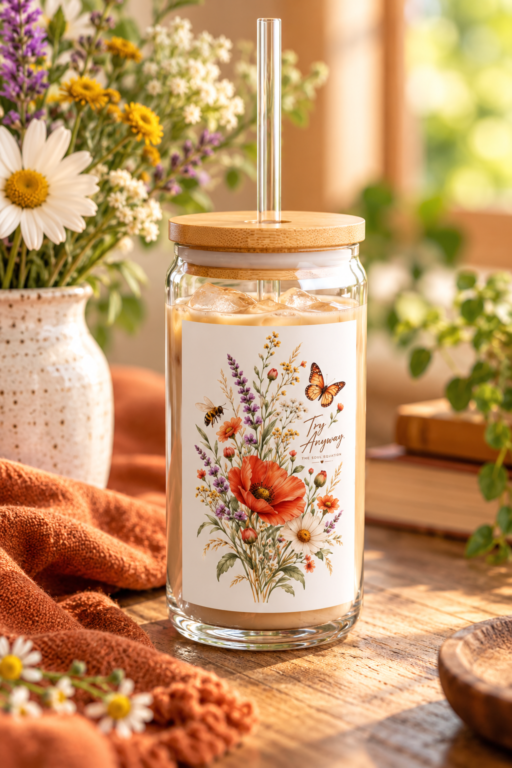 Wildflower Bouquet Sipper Glass | 16oz