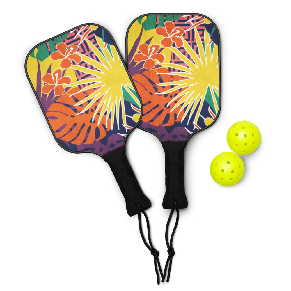 Wooden Pickleball Paddle Set with Carry Bag | 2 Paddles & 2 Balls